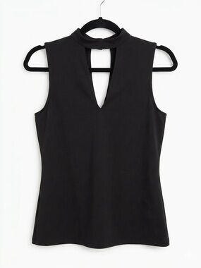 Dynamite Black High Neck Keyhole Cutout Sleeveless Top Blouse Small
